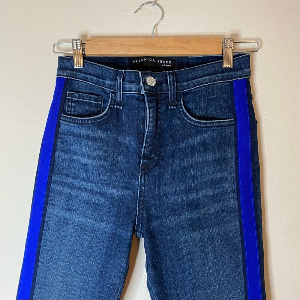 Veronica Beard Blue Tuxedo Stripe Kate 10” Skinny… - image 4